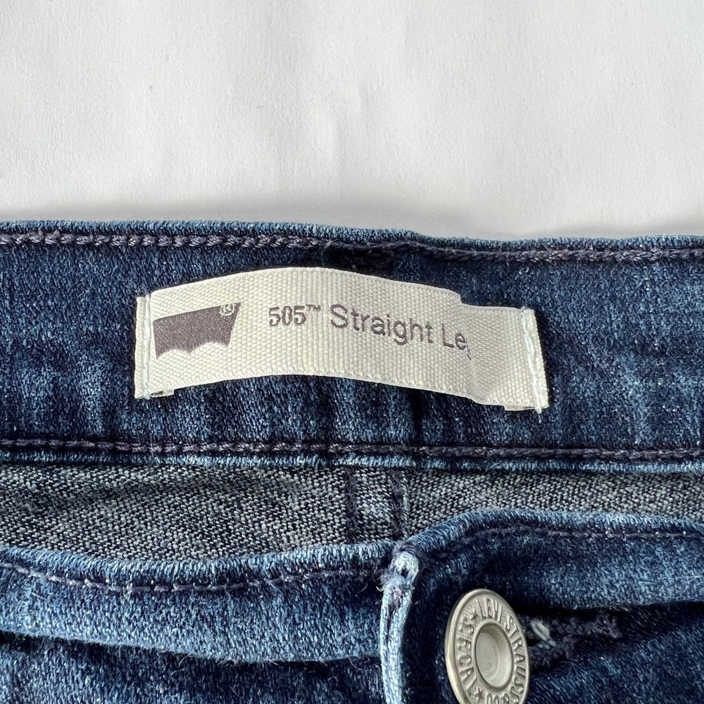 Levi's 505 Jeans Size 14 32x32 Mid Rise Straight Leg Denim Dark Blue - Picture 3 of 5